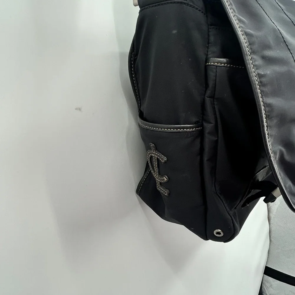 Coach Leather Trim‎ Nylon Messenger Bag Black Adjustable Strap